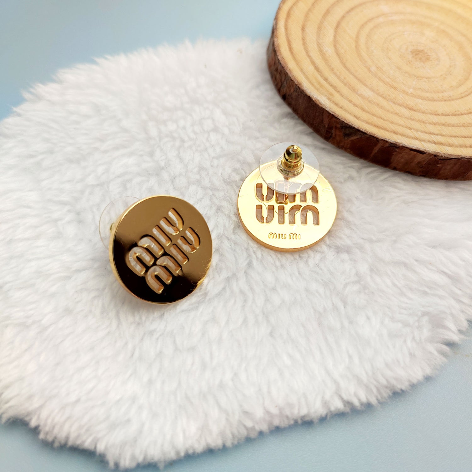 Miu Miu Simple Hollow Round Metal Stud Earrings