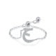 Silver Arabic letter charm for an adjustable chain ring with linked band