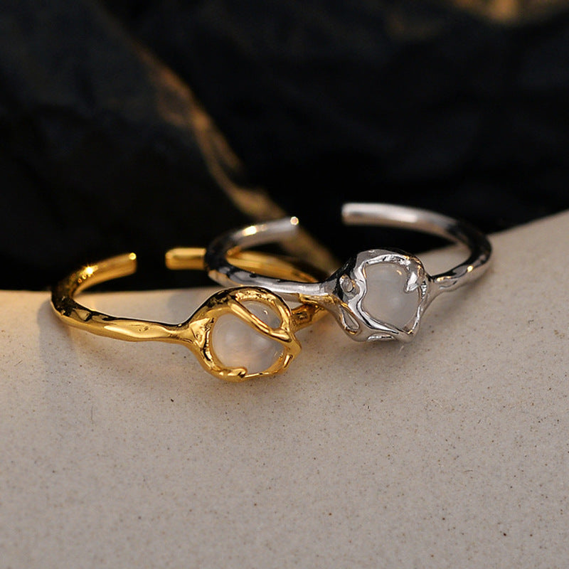 Molten Gold Adjustable Ring with Opal

