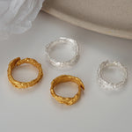 Crater-Textured Adjustable Open Rings


