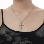 Ball Chain Necklace with a Detailed Cross

