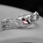 Rough Silver Band with a Ruby Accent


