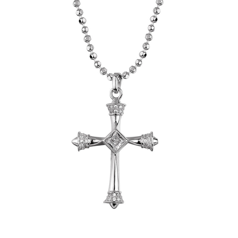 Sterling Silver Cross with Cubic Zirconia

