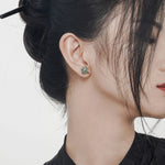 Abstract Vine-Wrapped Green Jade Studs

