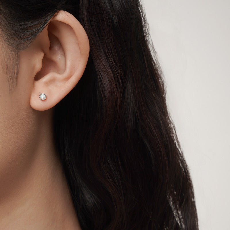 Artisanal Opal Cabochon Stud Earrings

