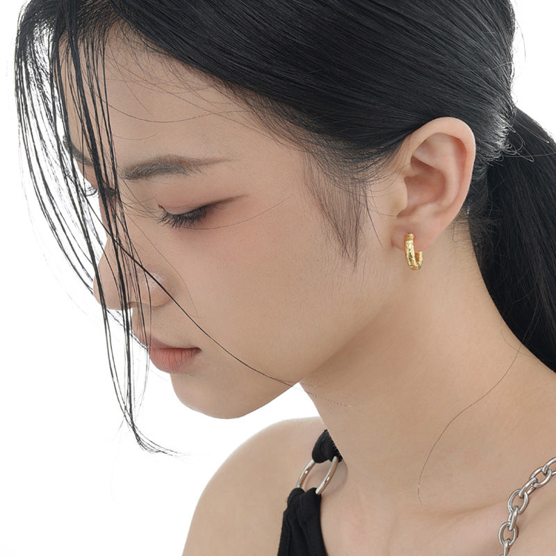 Artisanal Gold and Silver Irregular Hoops

