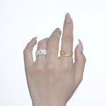 Artisanal Gold and Silver Rings with Lavender Crystal

