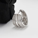 Elegant Multi-Line Pave Hoop Earrings

