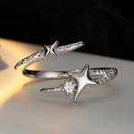 Two-Star Statement Open Ring

