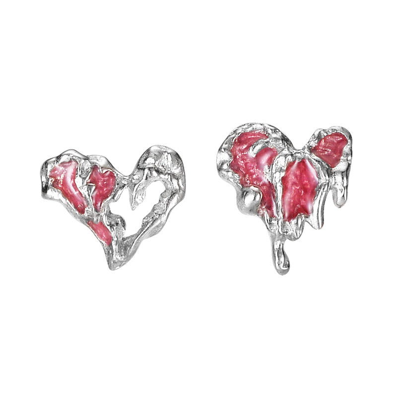 Y2K Aesthetic Melted Heart Studs

