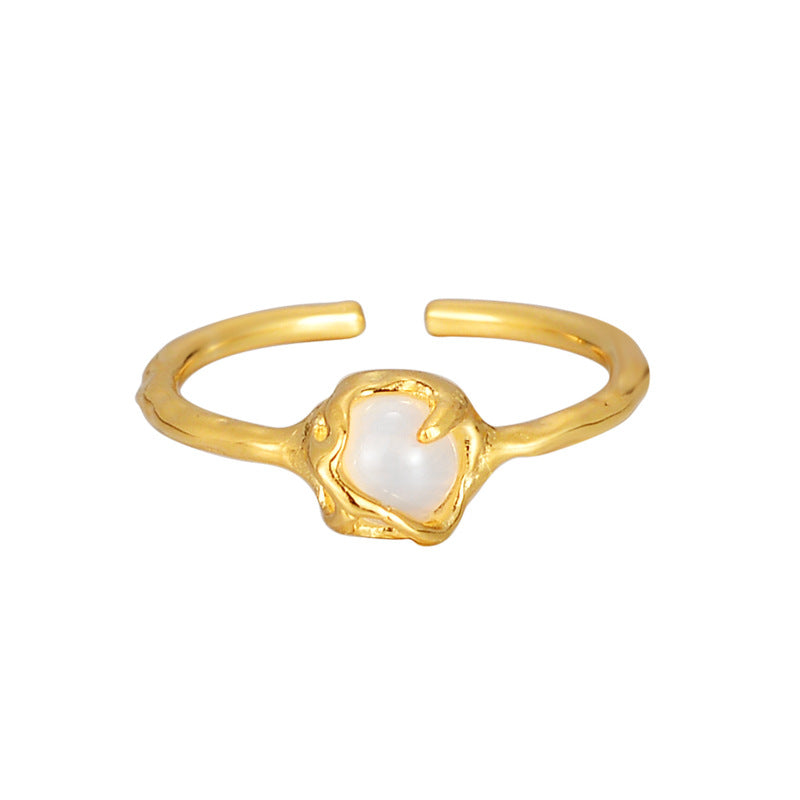 Minimalist Golden Ring with Opalescent Gem


