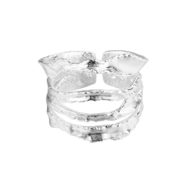 Abstract Floral Wide Band Ring

