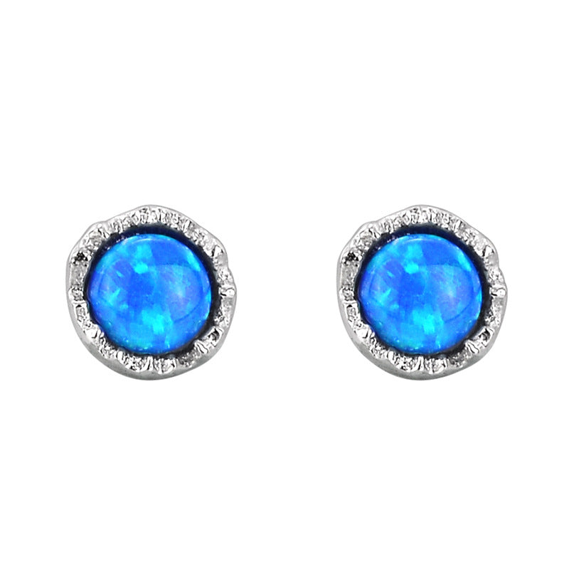 Organic Form Opal Earrings in Sterling Silver

