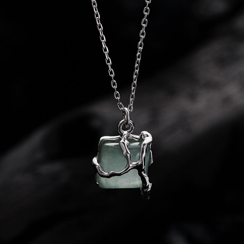 Natural Stone & Silver Vine Necklace

