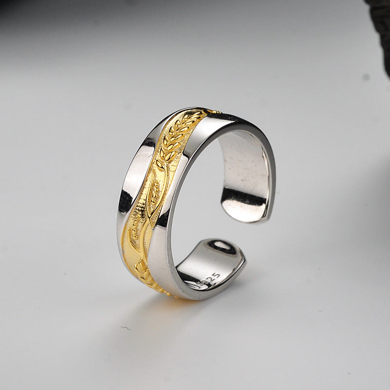 Sterling Silver and Gold Laurel Cuff


