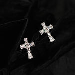 Distressed Silver Cross Earrings


