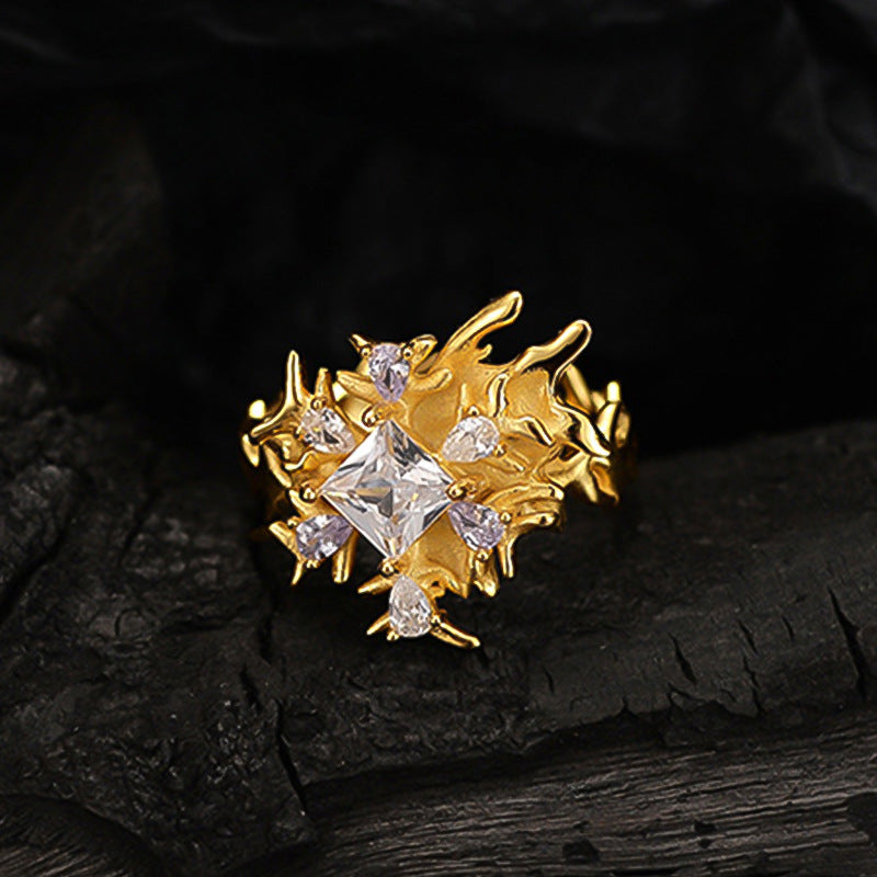 Exquisite Gold and Zirconia Ring on a Hand

