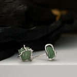 Irregular Raw Metal Studs with Square Stone

