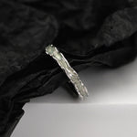 Lightly Antiqued Silver Hoops with a Glaze-Like Green Stripe

