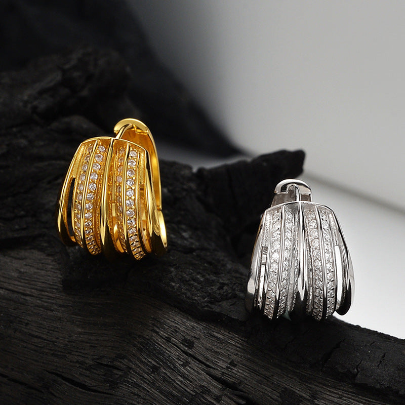 Chunky Multi-Row Crystal Hoop Earrings

