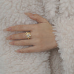 Textured Gold Starburst Statement Ring

