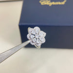 White gold openwork petal diamond ring with clear stones