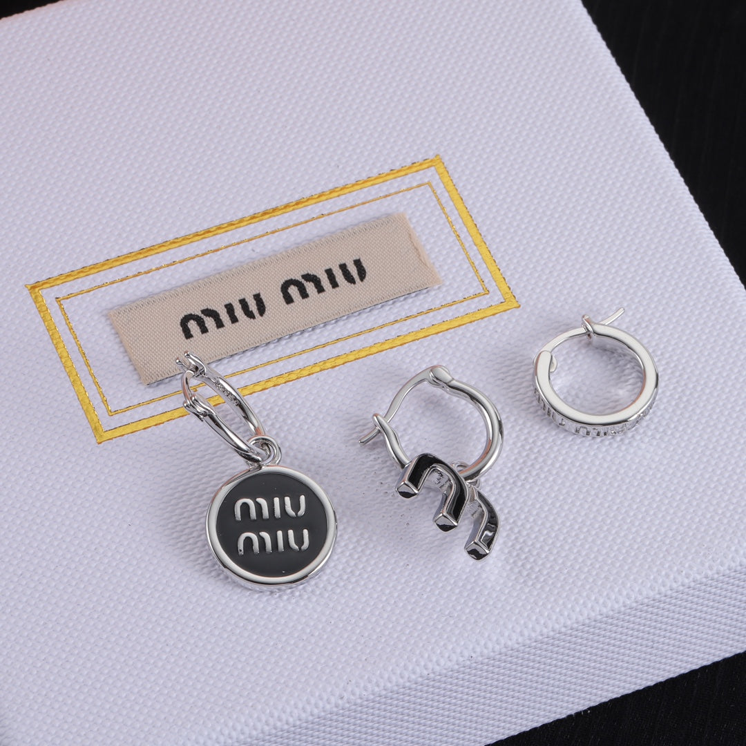 Miu Miu Exquisite Enamel Three-Piece Metal Earring Women