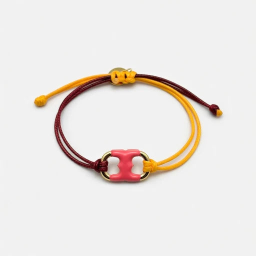 Tory Burch Colorful Hand-Woven Adjustable Drawstring Enamel Bracelet