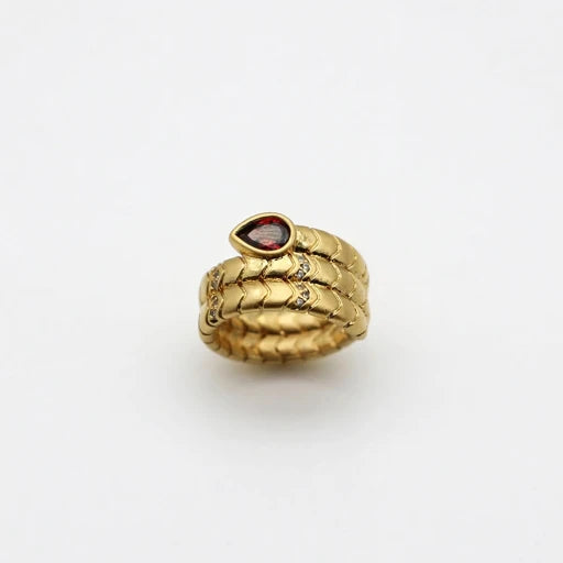 Vintage Serpent Ring with Teardrop Zircon