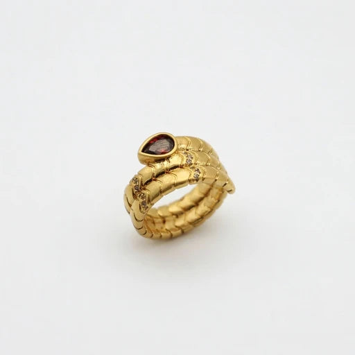 Vintage Serpent Ring with Teardrop Zircon