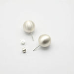 Silver ball stud earrings, round brushed finish with visible push-back and post