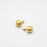 Gold ball stud earrings with round brushed texture, push-back posts