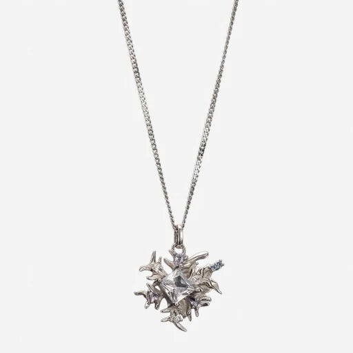 925 sterling silver starburst snowflake pendant necklace with chain
