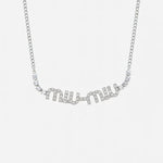 Silver-tone rhinestone letter necklace with Sweet pendant on chain