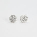 S925 sterling silver filigree stud earrings, round cloud swirl pattern, small post