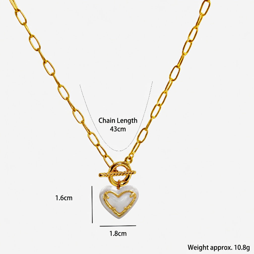 Gold heart pendant necklace with delicate open heart charm and lobster clasp, 43cm chain